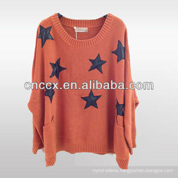 12STC0595 stars embellished womens 100% acrylic sweater